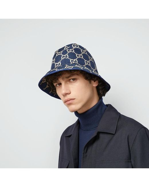 Gucci Blue GG Ripstop Bucket Hat for men
