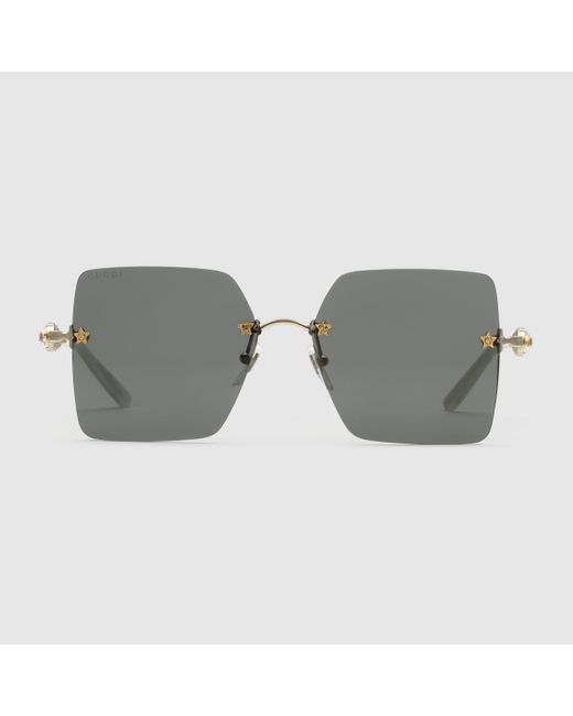Gucci Gray Quadratische Sonnenbrille Aus Metall