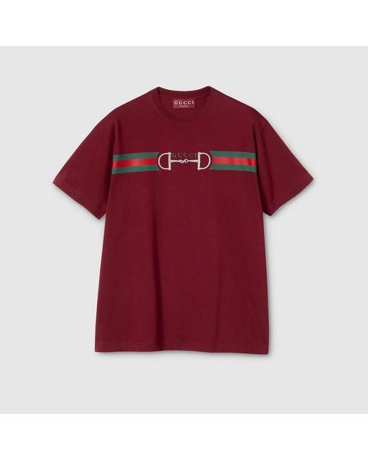 Gucci Red Medium Cotton Jersey T-Shirt With Print for men