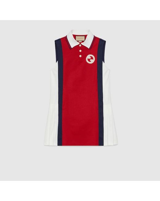 Gucci Red Technical Jersey Polo Dress