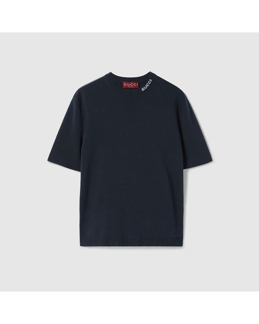 Gucci T-Shirt Aus Seide Und Baumwolle Mit Intarsie in Blue für Herren