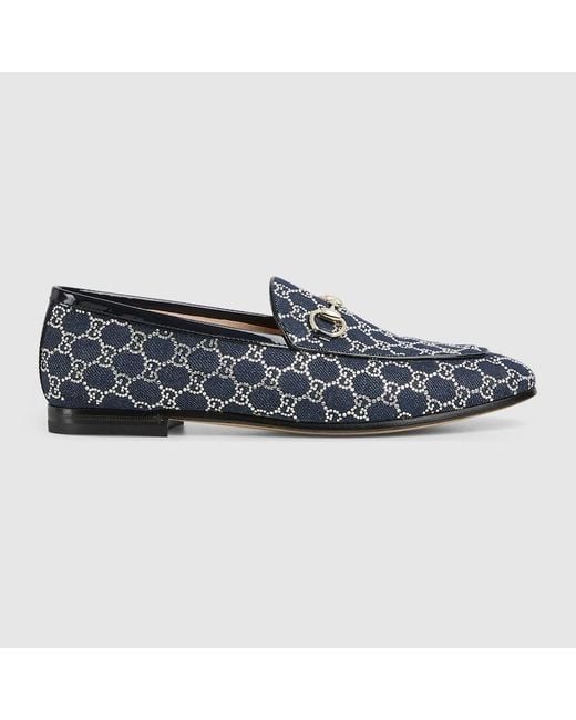 Gucci Blue Gg Crystal Jordaan Loafer, Size 35 It