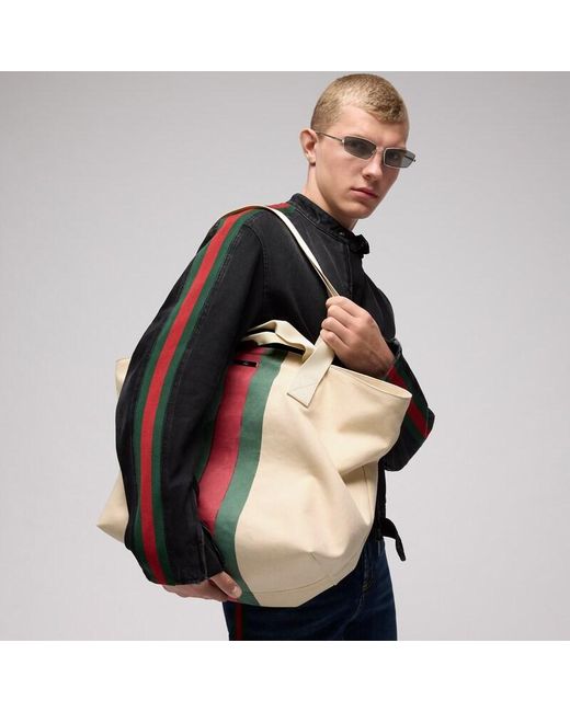Gucci Natural Positano Medium Tote Bag, Fabric for men