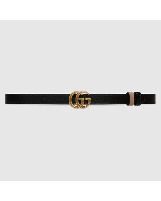 Gucci Multicolor Gg Marmont Reversible Thin Belt, Size 100