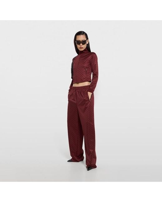 Gucci Red Gg Jersey Jacquard Zip Jacket