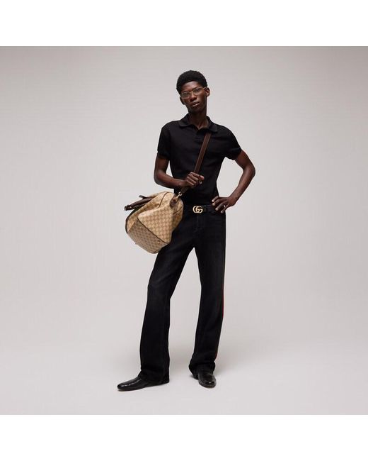 Gucci Black Gg Technical Jersey Jacquard Polo Shirt, Ready-To-Wear