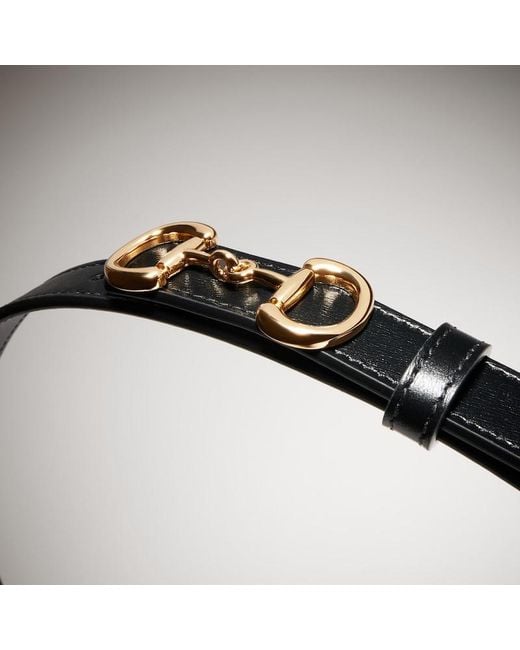 Gucci Black Thin Belt With Horsebit Buckle, Size 100