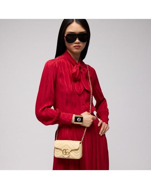 Gucci Natural Gg Marmont Mini Shoulder Bag, Leather