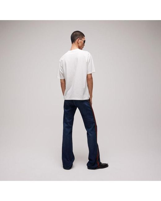 Gucci White Cotton Silk Jersey T-Shirt With Embroidery for men