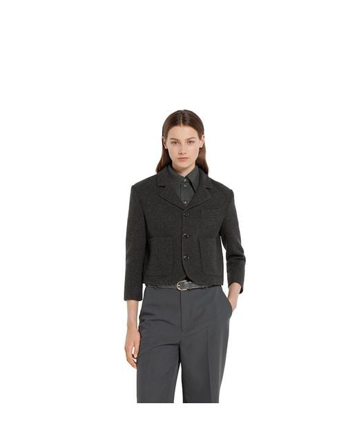 Gucci ヘビーウールフランネル ジャケット, グレー, ウェア Black