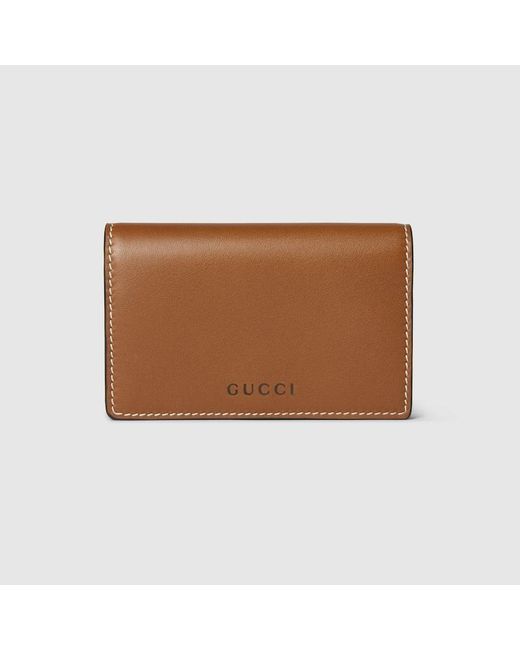 Gucci Brown Gg Emblem Card Case, Leather