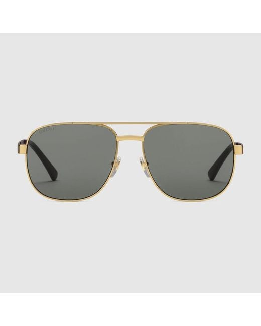 Gucci Gray Navigator Frame Sunglasses for men
