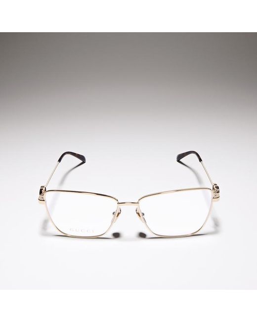 Gucci Metallic Square Optical Frame