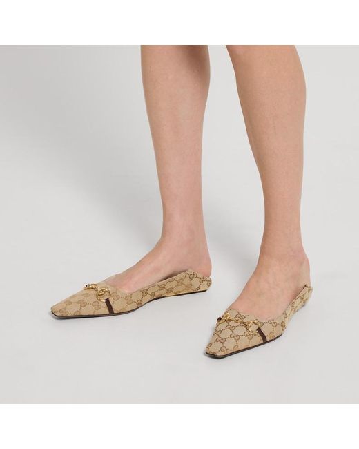 Gucci Natural Vittoria Ballerina, Gg Canvas