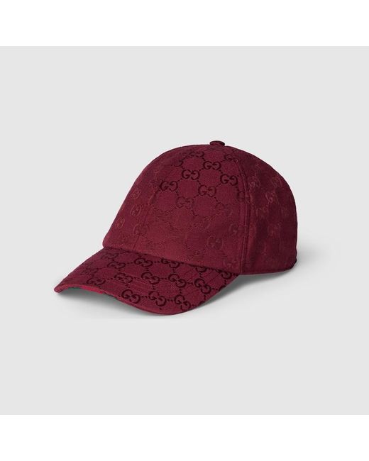 Gucci Red Gg Canvas Baseball Hat for men