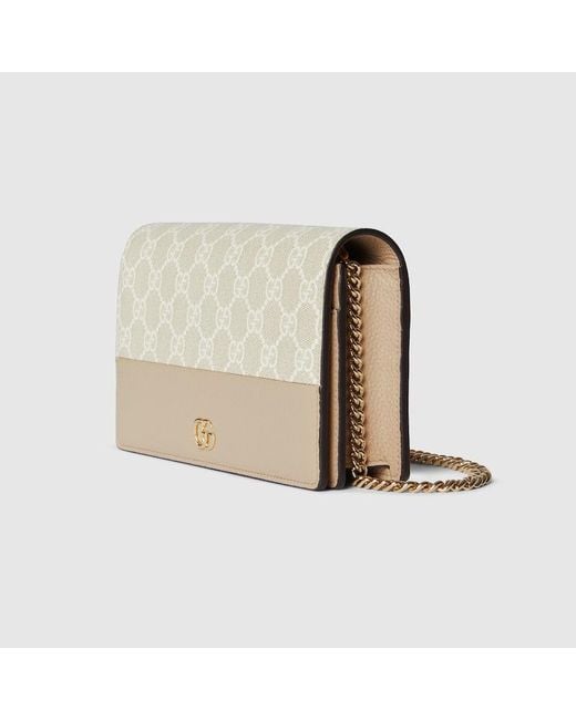 Gucci Natural Gg Marmont Brieftasche Mit Kettenriemen