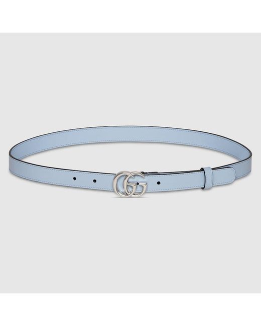 Gucci Blue Gg Marmont Thin Belt, Size 100