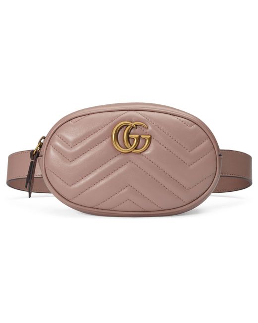 Gucci Pink GG Marmont Matelassé Leather Belt Bag