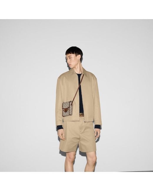 メンズ Gucci 〔グッチ ホースビット 1955〕ミニバッグ, ベージュ, GGキャンバス Natural