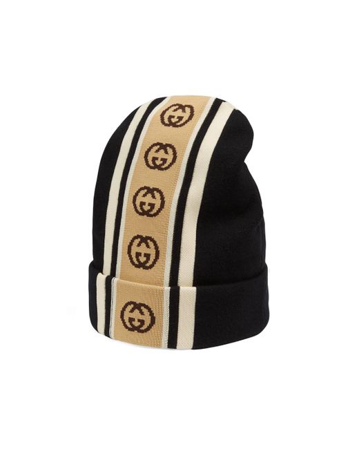 Bonnet en laine avec bande GG Gucci pour homme en coloris Noir | Lyst