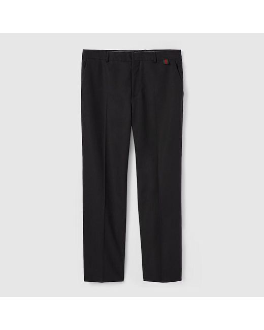 Gucci Black Cotton Canvas Pant With Web Detail for men