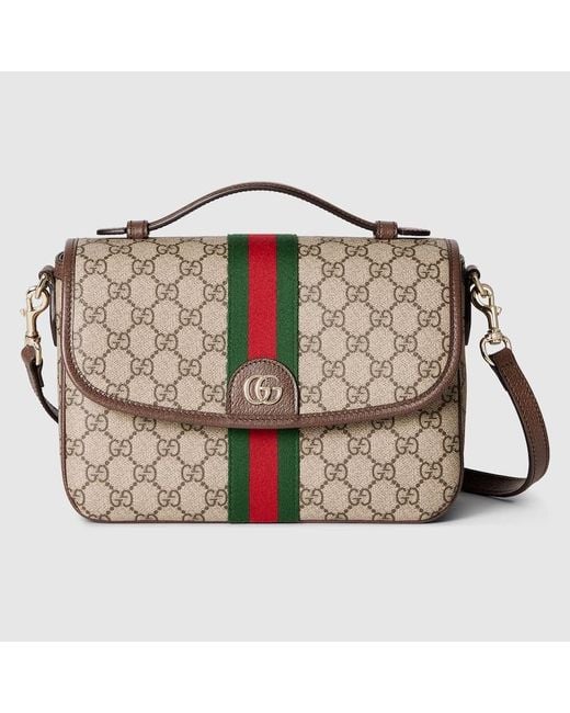 Gucci Brown Ophidia Medium Top Handle Bag
