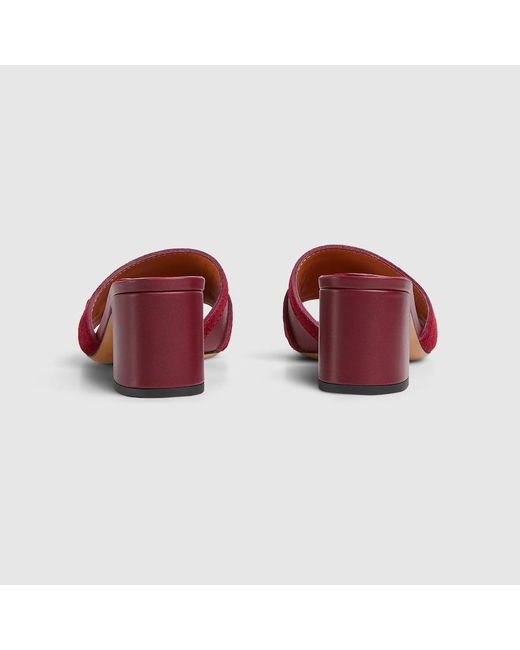 【GUCCI】ホースビット付き ウィメンズ スライドサンダル Gucci ホースビット付き ウィメンズ スライドサンダル, ボルドー