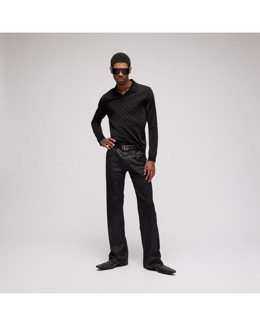 Gucci Black Flared Coated Cotton Twill Denim Pants, Size 28, Ready-To-Wear for men