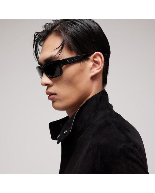 Gucci Black Rectangular-Frame Sunglasses for men
