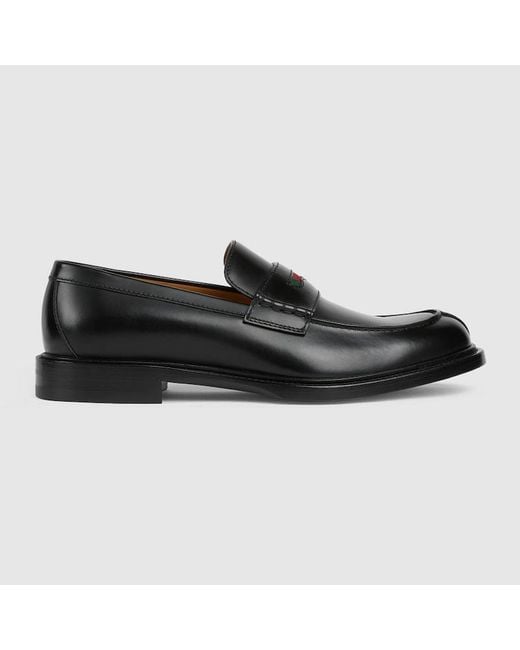 Gucci Black Loafer With Web, Leather for men
