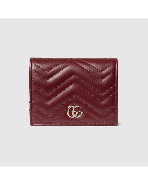 Gucci Red GG Marmont Card Case Wallet