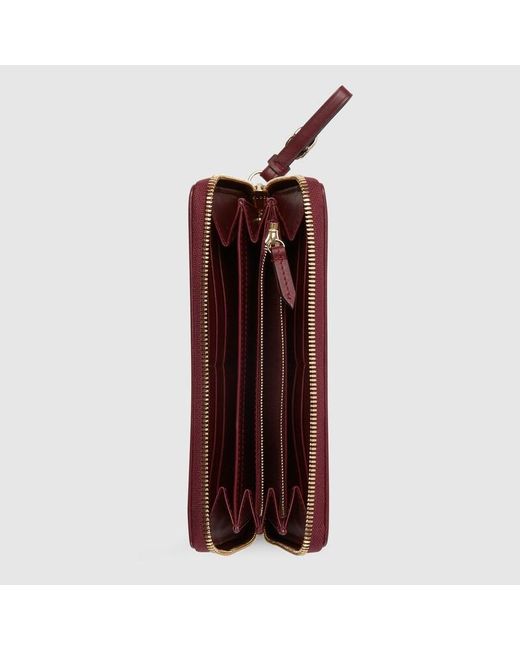 Gucci Red Printed Gg Zip Around Wallet