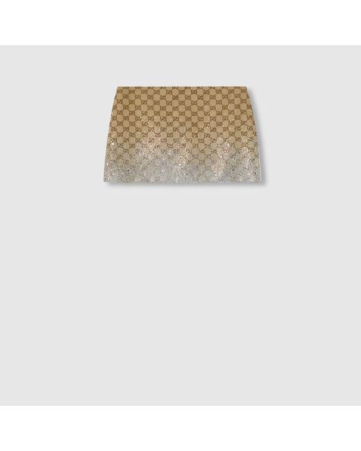 Gucci White Embroidered Gg Canvas Mini Skirt, Ready-To-Wear