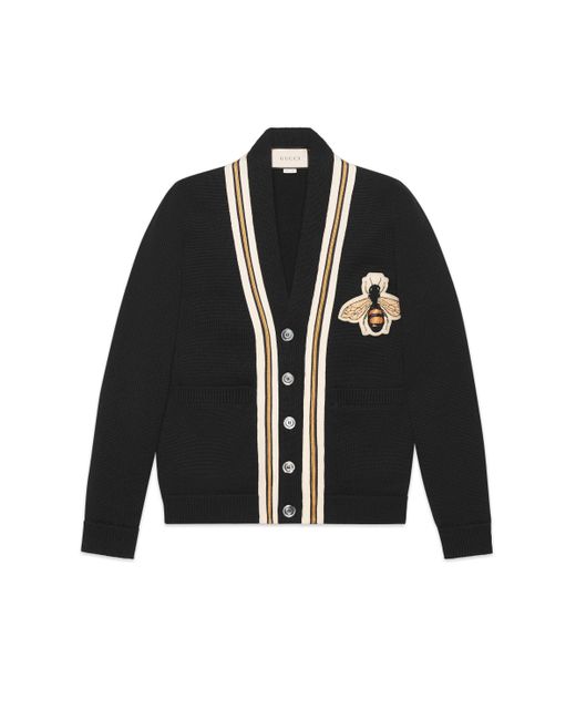 Gucci wool sweater with bee best sale appliqué