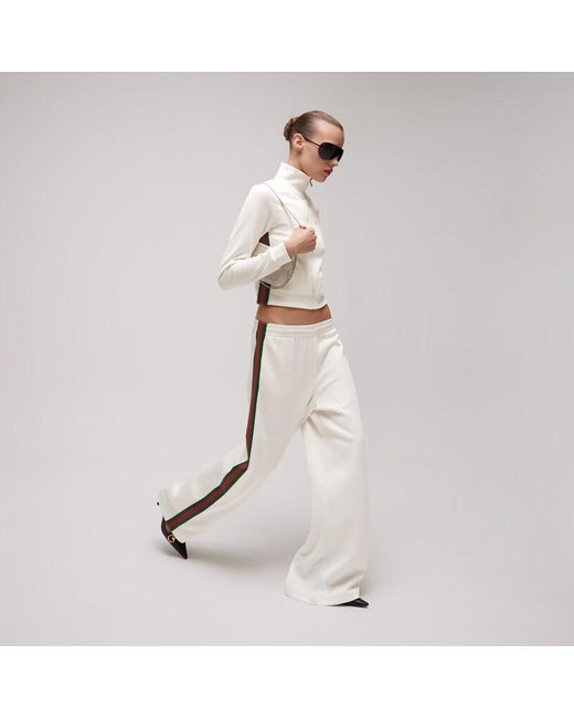 Gucci Natural Rib Cotton Jersey Leisure Pants With Web, Size Xxl, Ready-To-Wear