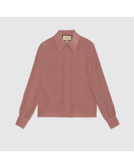 Gucci Pink Bluse Aus Seide Mit Mikro G Print
