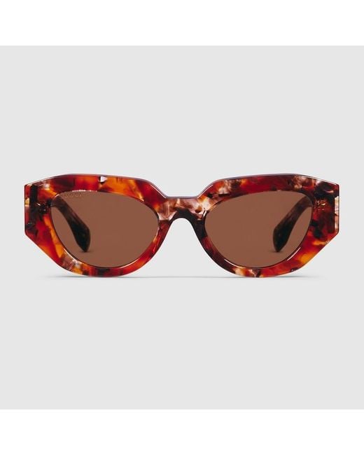 Lunettes De Soleil À Monture Œil-De-Chat Gucci en coloris Brown