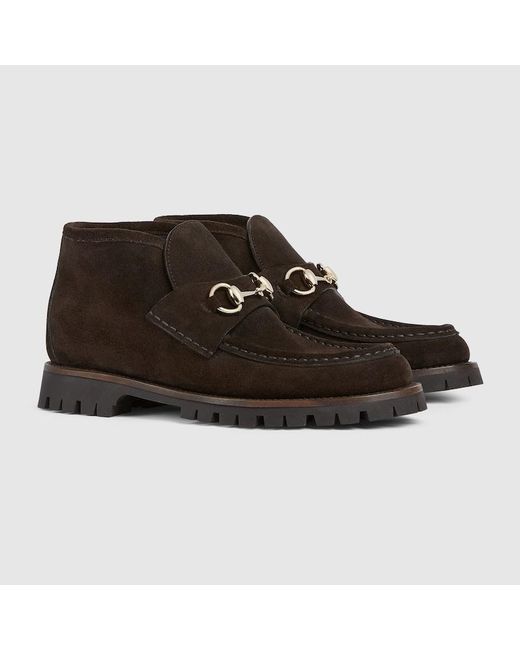 Gucci ホースビット ウィメンズ アンクルブーツ, ブラウン, レザー Black