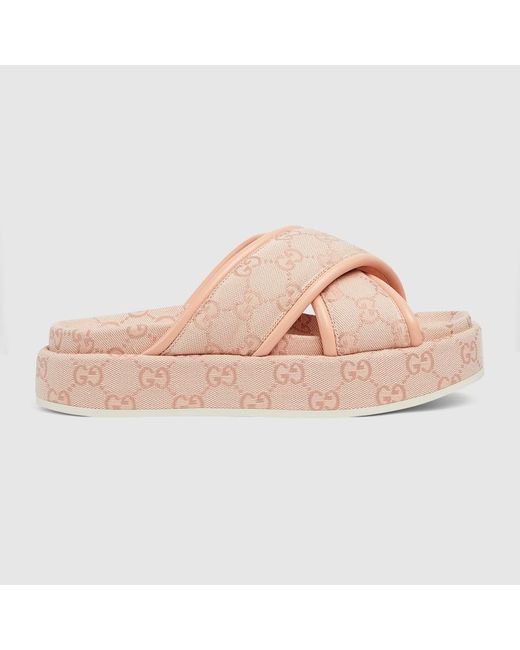 Gucci Pink Gg Platform Sandal, Size 35 It