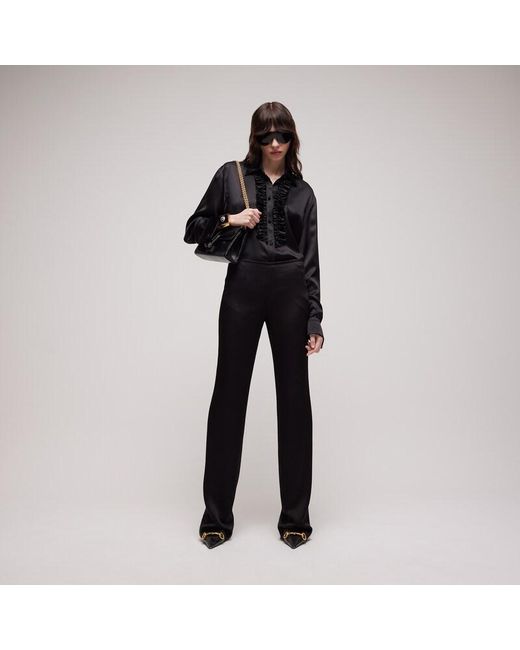 Gucci Black Crêpe Satin Pants, Size 46 It, Ready-To-Wear