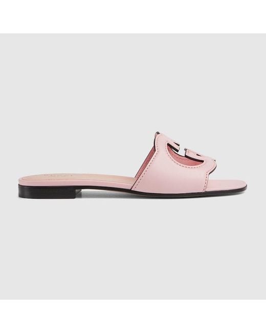 Gucci Pink Interlocking G Cut-out Sandal