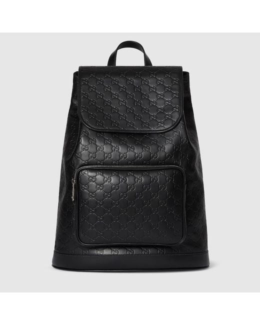 Gucci Black Gg Emblem Medium Backpack for men