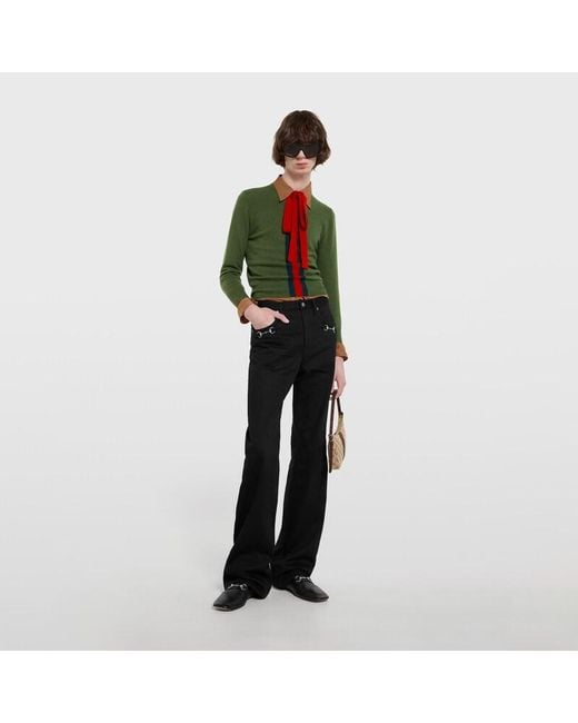 Gucci Green Knit Cashmere Sweater With Ribbon for men