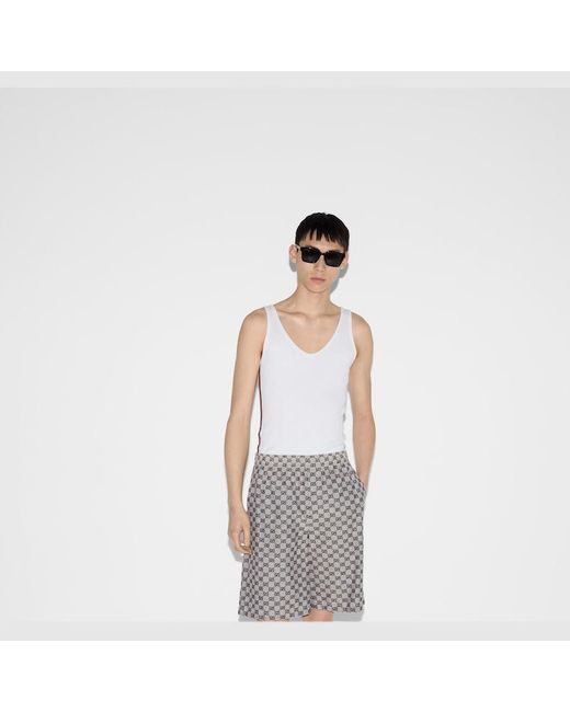 Gucci White Cotton Jersey Tank Top With Web for men