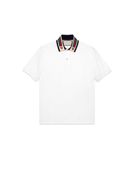 Gucci Tiger-patch Cotton-blend Piqué Polo Shirt in White for Men - Save 14%  | Lyst Canada