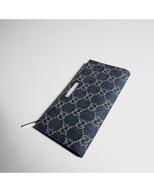 Gucci Blue Long Wallet With Plaque