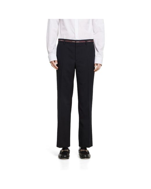 Gucci Black Wool Pant With Selvedge Detail for men