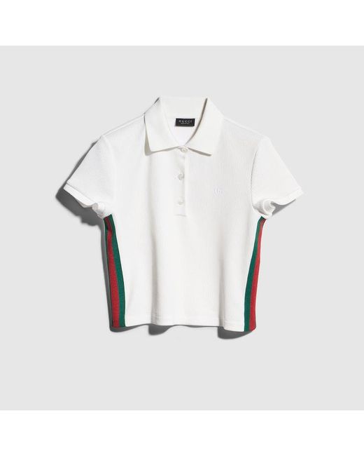 Gucci Metallic Rib Cotton Jersey Polo Shirt With Web, Size Xxl, Ready-To-Wear