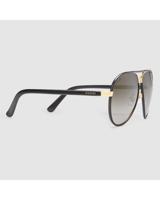 Leather Sunglasses Black for Men | Lyst