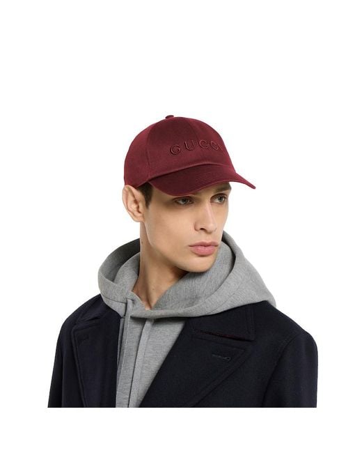 Gucci Baseballkappe Aus Baumwolle Mit Stickerei, Grösse in Red für Herren